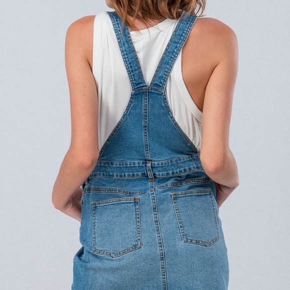 ❗️Two Left❗️NWT Denim Blue Overall Skirt Dress - Picture 2 of 3